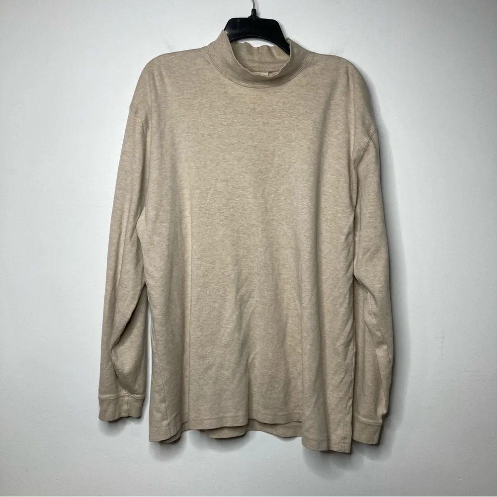 L.L. Bean oatmeal turtle neck mock neck top size XL tall‎